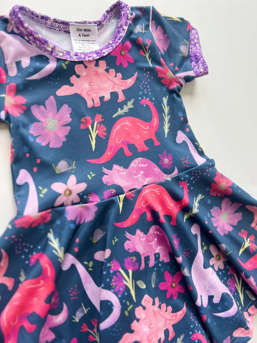 Navy Dinosaur Twirl Dress