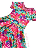 Neon Rainbow Twirl Dress