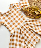 2T Toddler Girls Fall Mustard Gingham Check Twirl Dress, Ready to Ship
