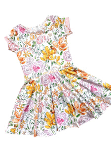 Sketchy Floral Twirl Dress